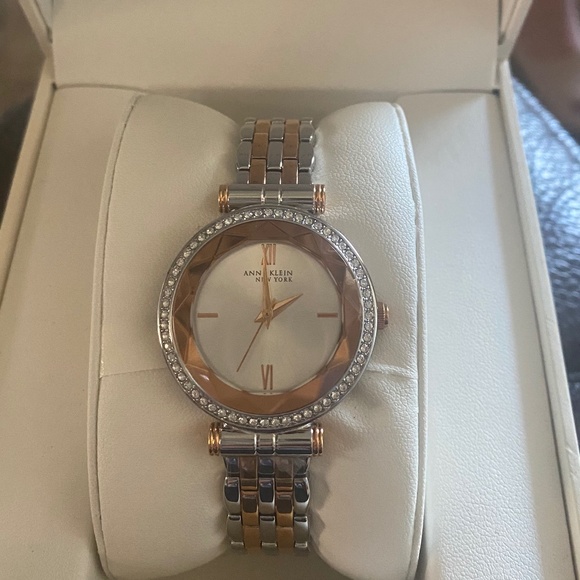 Anne Klein Accessories - Anne Klein New York Crystal Watch NEW Two Tone Silver Rose Gold w/ Box Elegant